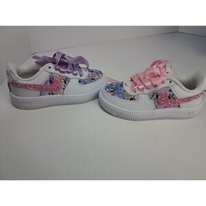 Custom Kids White Air Force 1 Bluey Bling Crystal Sneakers Size 11C